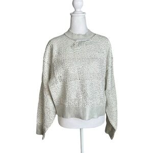 Koko+Mason Women's White Silver Metallic Sweater Size XL NWT